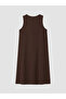 Lcwaikiki Curve Brown Plus Size Crew Neck A-Line Dress - 5
