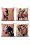 Pastel Drawing Horses Patterned 4-Piece Throw Pillow Cover Set - 3