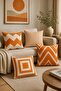 Orange Stripes Patterned 4-Piece Throw Pillow Cover Set - 2