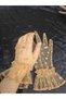 Sabrına Ultra-Patterned Sparkling Ruffled Short Gloves in Nude Color - 3