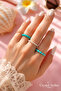 3-Piece Turquoise Pearl Beaded Elastic Women's Ring Set with Flexible Fishing Line String Minimal Summer Ring - 2