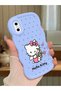 iPhone XS Compatible Case Camera Protector Blue Silicone Couple Phone Case Kitty Pattern