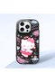 iPhone 16 Pro Max Compatible Case with Camera Protector Black Silicone Couple Phone Case with Kitty Pattern