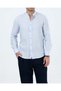 Italian Style Slim Fit Men's Judge Collar Linen Shirt Ice Blue T20055-14 - 4