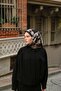 Amore Lily Pattern Viscose Scarf - Black Gray