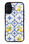 iPhone 16 Glossy Phone Case with Sapphire Lemon Tiles Design