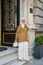 Women's Lace-Up Waist Gold Detail Jacket in Oil Green - 2