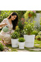 3-Piece Ceramic Plant Pot Set with Ribbed Design Decorative Indoor & Outdoor Flower Pots for Home, Balcony, Patio, Garden & Office White - 4
