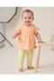 Baby Girl Floral Printed Orange Blouse with Green Capri Leggings 3-6-9-12-18-24 Months 2-Piece Top and Bottom Set - 2