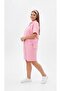 Women's Plus Size Short Sleeve Chest Label Detailed Polo Collar Shorts Set 8286-26 - 2