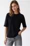 2166 Women's Stone Detailed Crew Neck Short Sleeve Blouse Black