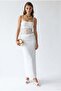 2147 Women's Transparent Lace Strap Long Satin Dress White - 3