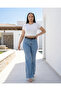 Plus Size Women's Wide Leg Denim Pants with Gathering Belt - 4