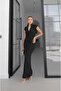 Black Agraf Detailed Long Dress - 4