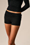 Evolve Women's Soft and Flexible Fabric Folded Waist Short Black Shorts - 2