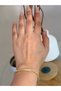 Geometric Zircon Stone Detail Gold Women's Steel Bracelet - 2