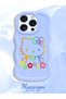 iPhone 15 Pro Max Compatible Case with Camera Protector Blue Silicone Couple Phone Case Kitty Pattern - 2