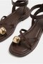 Women's Bitter Brown Gold Ring Detailed Ankle Strap Flip Flop Sandals 50021001 - 2