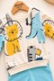 Baby Boy Thin Seasonal 2-Piece Set Safari Lion Patterned Long Sleeve Sweatshirt Sweatpants Set - 2