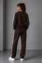 Women's Striped Detail Circular Necklace Track Suit Set Brown - 2
