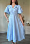 V-Neck Ruffled Midi Dress with Flounce Sleeves - 4