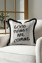Newspaper Patterned Lettering Stylish Fringed Pillowcase-Vintage Typographic Retro Black Tassel Throw Pillow Cover - 6