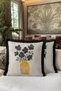 Floral Vase Design Fringed Pillowcase-Artistic Floral Beige Yellow Black Tassel Throw Pillow Cover - 4
