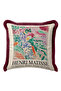 Abstract Artistic Decorative Figured Fringed Pillowcase - Painterly Cream Burgundy Tassel Throw Pillow Cover - 2