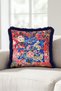 Exotic Tiger Floral Bohemian Fringe Pillowcase - Oriental Garden Navy Blue Tassel Throw Pillow Cover - 5