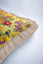 Exotic Bird Flower Garden Fringe Pillowcase - Songbird Corner Mustard Mink Tassel Throw Pillow Cover - 8