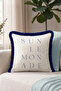 Written Sun Fringed Pillowcase - Minimal Sailor Bohemian Blue Navy Tassel Throw Pillow Cover - 5