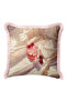 Still Life with Cherries Pastel Velvet Fringed Pillowcase-Fruit Themed Beige Pink Tassel Throw Pillow Cover