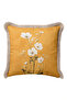 Floral Patterned Yellow Elegant Fringed Pillowcase - Botanical White Mustard Cream Tassel Throw Pillow Cover - 5