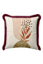 Bohemian Tropical Leaf Abstract Fringed Pillowcase - Artistic Botanical Maroon Tassel Throw Pillow Cover