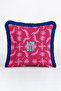 Tropical Palm Tree Bom Dia Fuchsia Fringed Pillowcase-Exotic Pink Navy Blue Tassel Throw Pillow Cover - 7