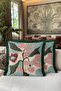 Tropical Floral Pattern Fringe Pillowcase - Artistic Botanical Pink Black Tassel Throw Pillow Cover - 3
