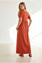 Women's Tile Front Asymmetrical Stitched Long Bell Cotton Dress Elb-19002446 - 5