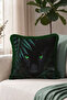 Exotic Panther Forest Design Fringed Pillowcase-Wild Yabohemian Black Green Tassel Throw Pillow Cover - 2
