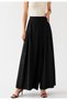 Women's Black 100% Tencel Elastic Waist Double Pocket Skirt-Looking Pants
