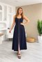 Women's Strap Square Neck Front Zipper Wide Cut Janjan Crepe Dress - 2