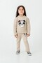 1-5 Years Old Girl's Panda Patterned Hair Braid Winter Knitwear Set 23217