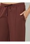 Brown Scuba Wide Leg Joggers With Piping Detail - 3