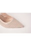 Beige Knitted Straw Heel Shoes - 6