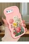 iPhone 7 Plus Compatible Case Camera Protector Pink Silicone Couple Phone Case Floral Pattern