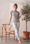 Lycra Duck Patterned Short Sleeve Summer Comfortable and Flexible Pajama Set - 6
