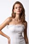 2175 Women's Chest Feather Detailed Strapless Mini Dress White - 2