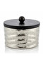 Luhpar Silver Wave Textured Aluminum Round Storage Box With Black Wooden Lid - 14×8 cm - 75006-A