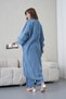 Women's Bead Embellished Denim Kimono Cardigan and Denim Trousers Set - 8