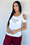White Women's Printed Basic T-Shirt - 2