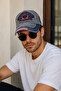 Men's Gray Vintage Distressed Baseball Cap with Adjustable Embroidery Detail Premium Cap - 3
